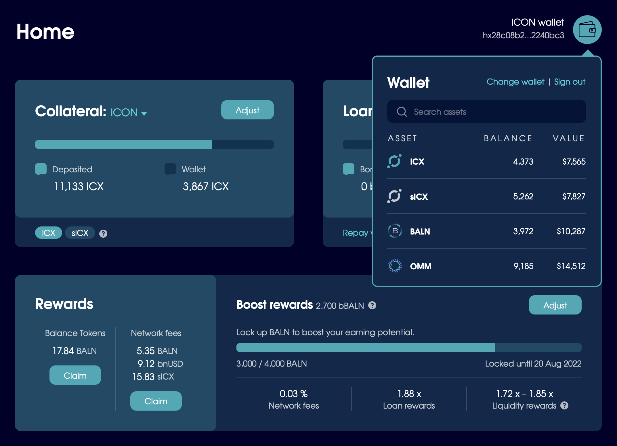 How the Home page will look with bBALN and multiple collateral types.