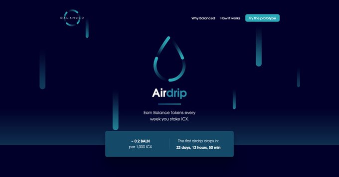 Screenshot of the Balanced 'Airdrip' page.